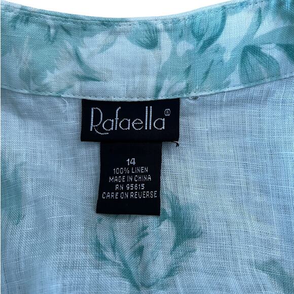 Rafaella Womens Linen Floral Button Up Shirt Size 14 - Picture 5 of 7